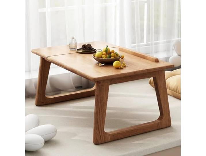 Labasuan Tragbarer rechteckiger Couchtisch, klappbarer japanischer Tatami-Tisch mit verstellbarem Winkel und Buchablage, Esstisch, Tatami-Tisch für Wohnzimmer, Schlafzimmer und Meditation(80cm)