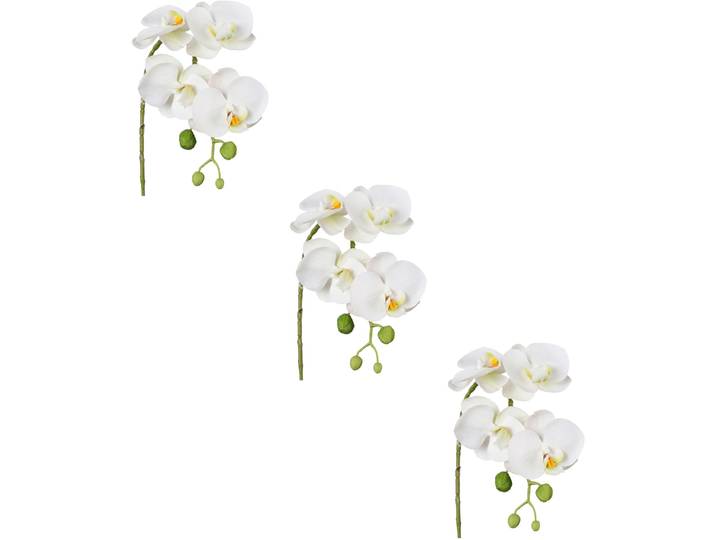 Kunstblume CREATIV GREEN Phalaenopsis 3D-print , weiß, H:42cm, Obermaterial: 85% Polyester, 15% Polyethylen, Kunstpflanzen, Kunstblume, mit Real-Touch-Blüten