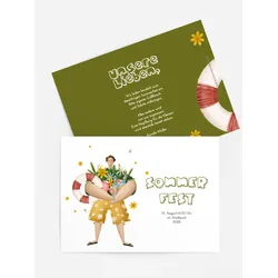 Einladung zum Sommerfest selbst gestalten mit Spruch und Fotos im Onlinedesigner bei Meine-Kartenmanufaktur.de