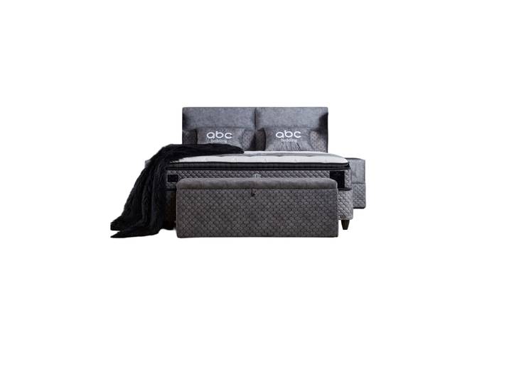 Premium Boxspringbett „Babylon“ inkl. Matratze & Topper Grau 140 x 200 cm ABC Bedding