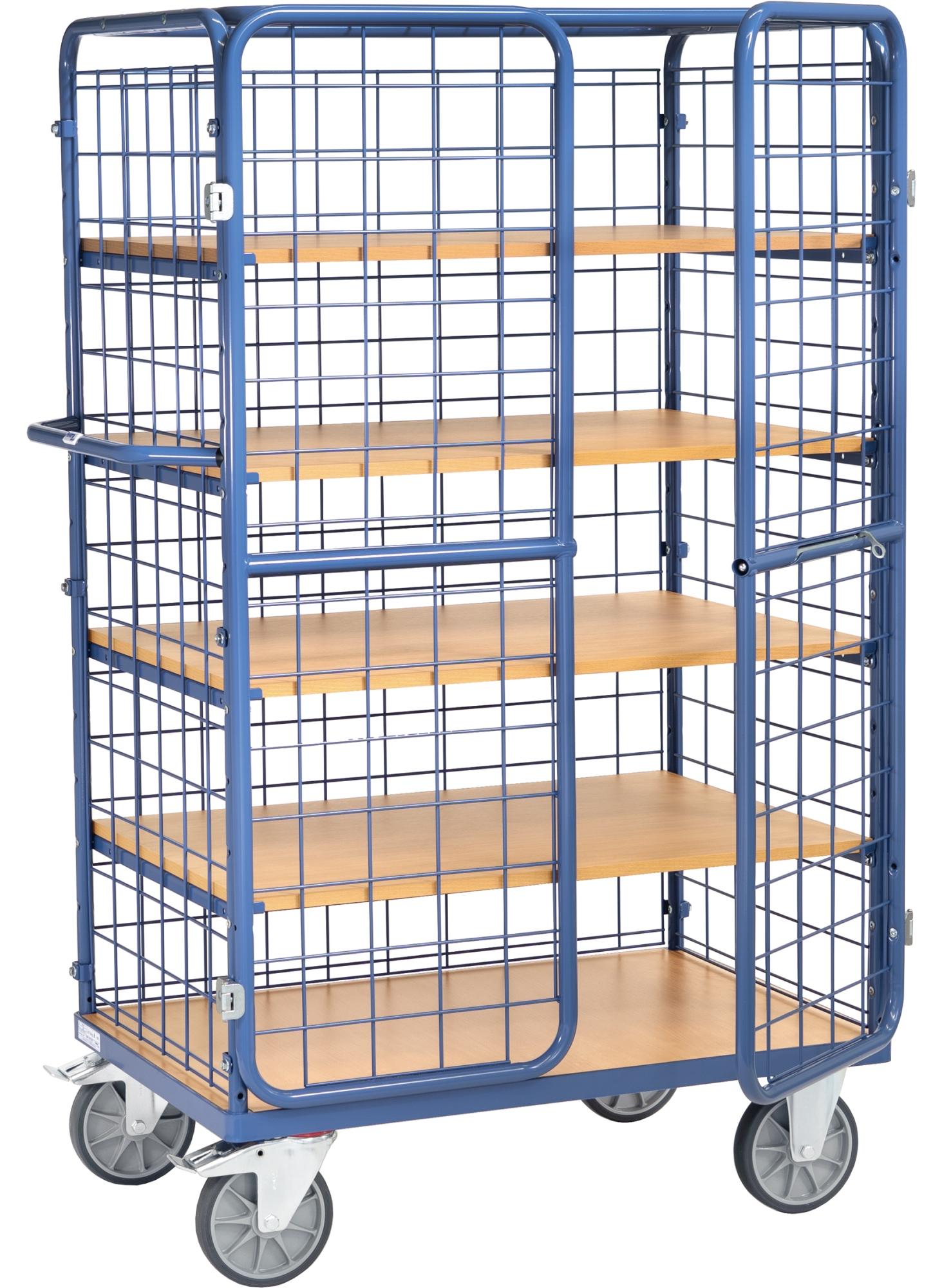 fetra Etagenwagen 8582-3DE, Stahl, Regalwagen, Blau, 600 kg, 4 Rad/Räder, 20 cm