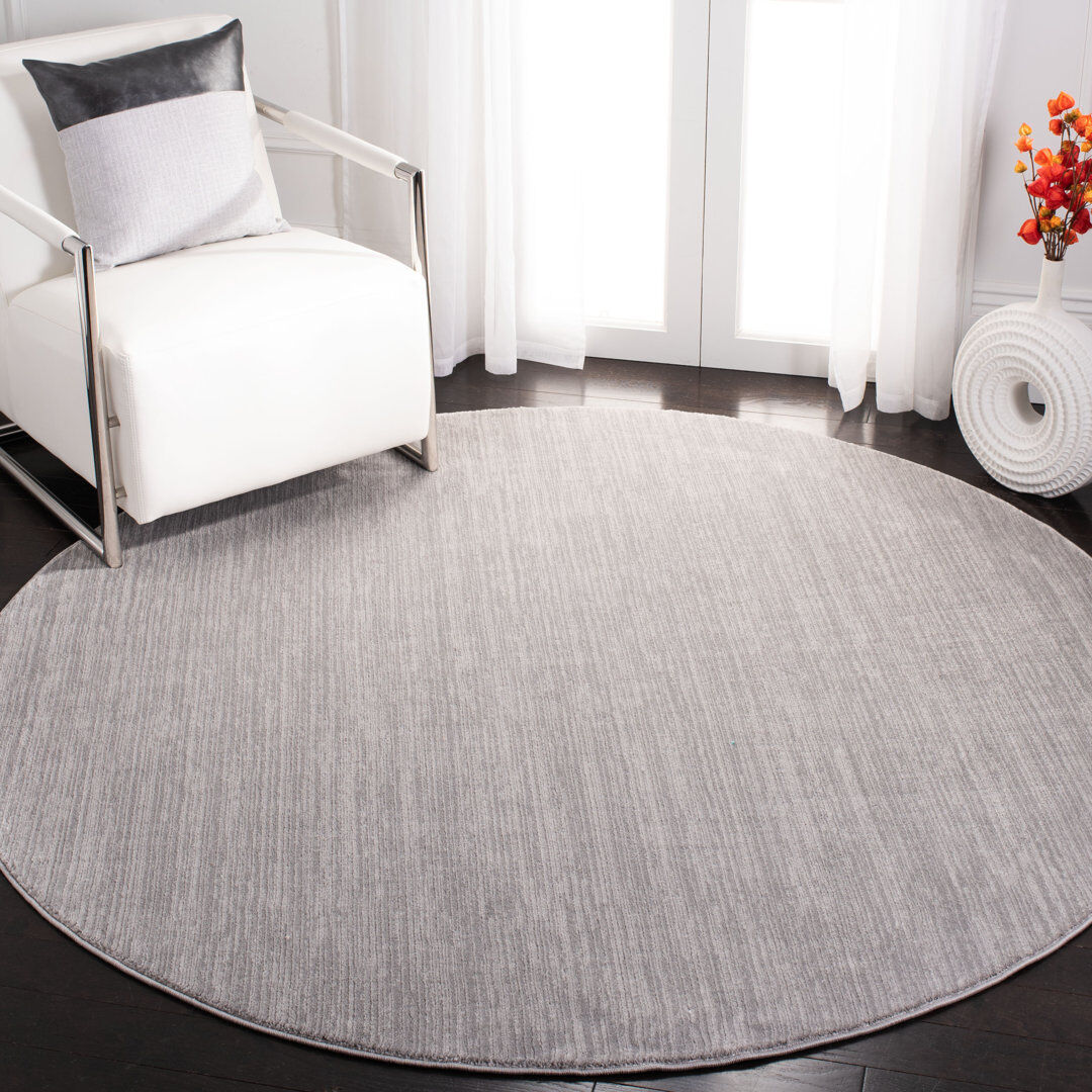 Latitude Run Hod Area Rug Silver Round 201cm