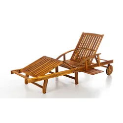 HC Garten & Freizeit Verstellbare Sonnenliege mit Beistelltisch aus Akazienholz, ca. 195,5 x 69 x 30/85 cm