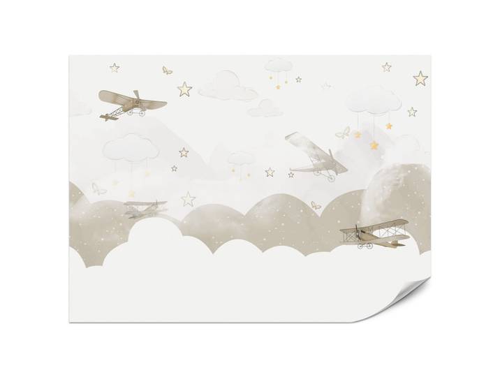 FOTOTAPETE für Kinderzimmer Flugzeuge Wolken Sterne Himmel 200x140
