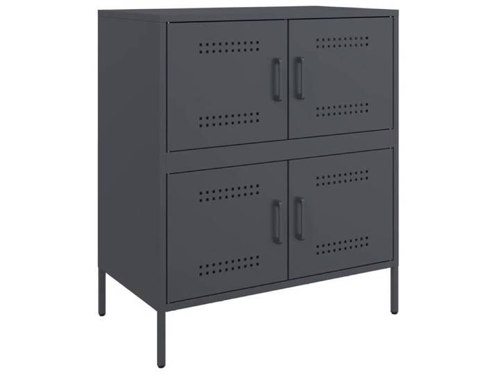 Buffet bas séjour {1 pièce} meuble de rangement design épuré anthracite 68x39x79 cm acier lad18l18
