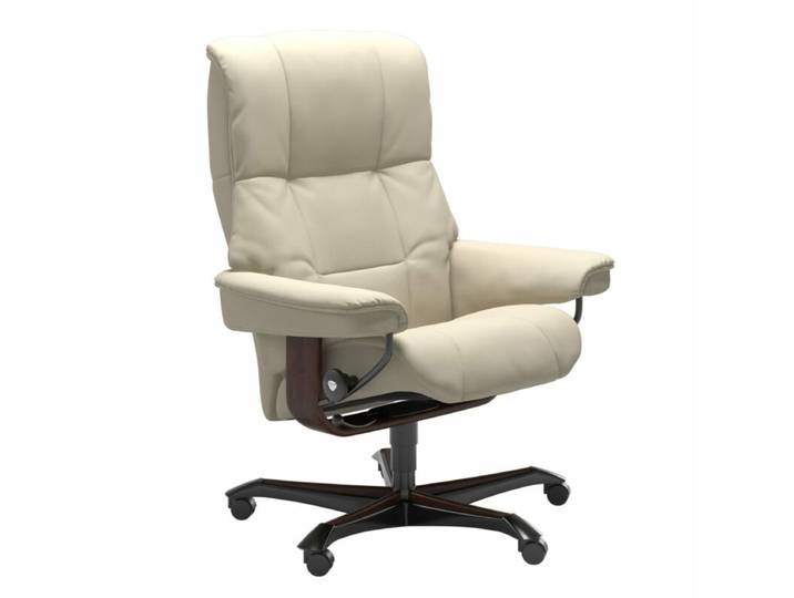 Stressless Mayfair Sessel Home Office - Leder Batick Cream - Buche Holzfarbe Braun Modern, Skandinavisch, Zeitlos