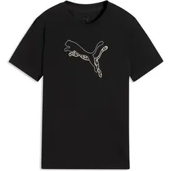 Puma Kinder Freizeit / Mode Sommer GJ T-Shirts / Tanks T-Shirts/Tanks ku.Arm Ki TAD ESS Logo Graphic Tee G, Größe 128 in Schwarz Schwarz