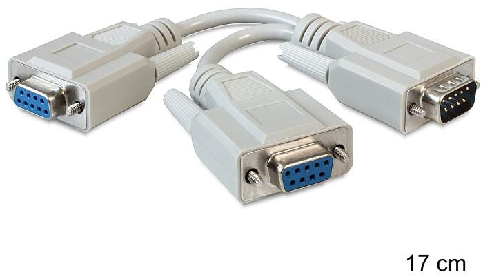 Delock 65403 Seriële Kabel D-Sub9 naar 2x D-Sub9, 0,17 m