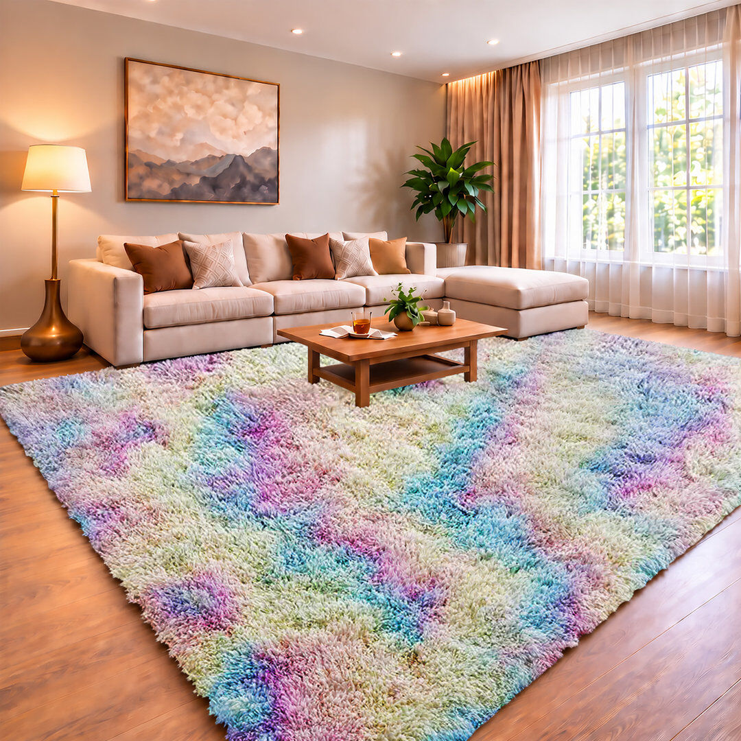 Yorkshire Bedding Soft Fluffy Living Room Large Area Rug RAINBOW 140x200