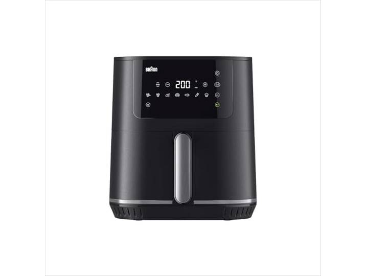 Braun MultiFry 5 - Heißluftfritteuse für fettarmes Kochen, einfache Zubereitung mit 8 Kochprogrammen, PFAS-freier Garkorb mit 6L Fassungsvermögen, 80 °C bis 200 °C, 1700W, Mattschwarz (HF 5034I BK)