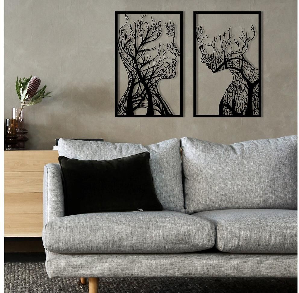 Wanddekoobjekt "Wallxpert Human Tree 86 x 63 cm", schwarz, B:63cm H:86cm, Metall, Wanddekoobjekte, Wanddekoobjekt schwarz B/H/T: 63cm x 86cm