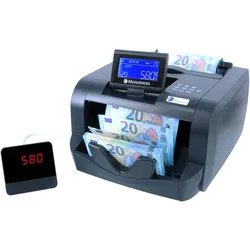Monepass – Banknotenzähler mit Wertaufstellung auf sortierten Bündeln und fünffacher Erkennung UV/MGI/MGT/IR/2D