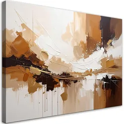BILD auf Leinwand, Abstrakte Landschaft in warmen Braun- und Goldtönen