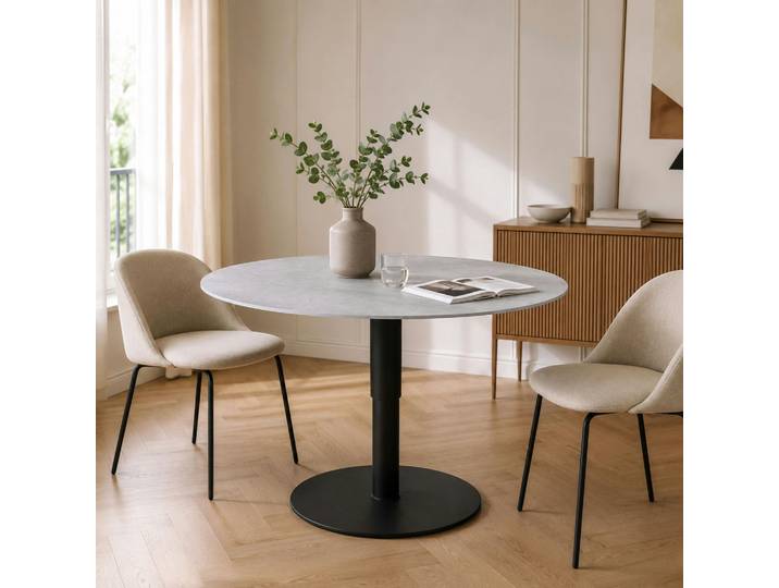 Table Basse Ronde Relevable Céramique Grise Ø90 Cm Lugano