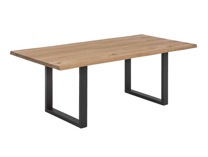 Esstisch 'Savona' 200x100 cm, Wildeiche/Antikschwarz Massivholz, Metall Eiche Modern