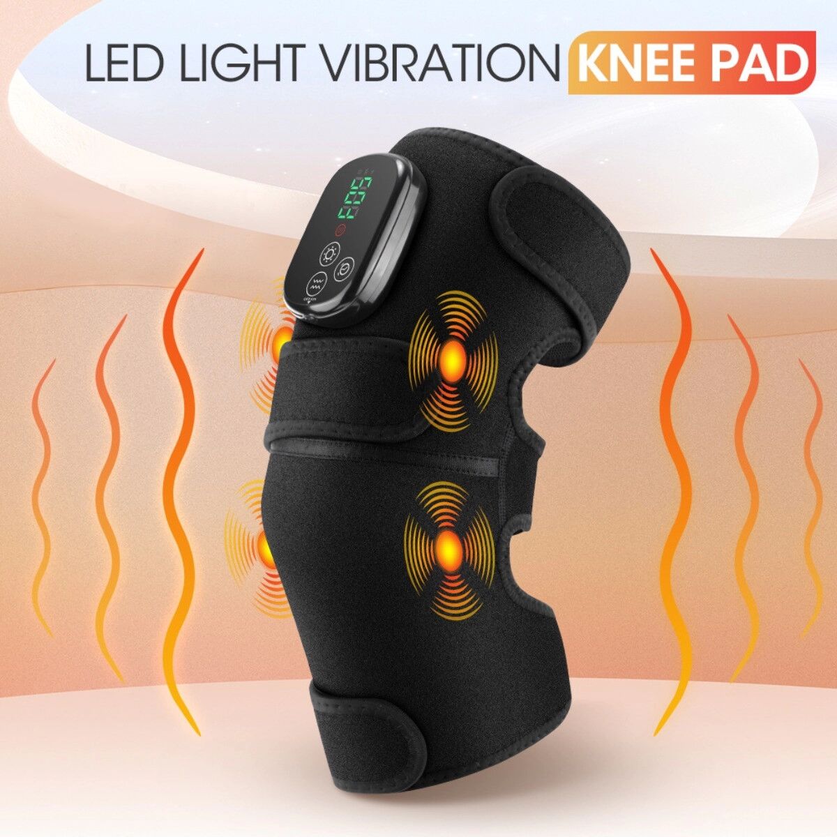 INF Plus-Size Rotlicht-Knie-Massagebandage – 4-Motor-Vibration, 42 LEDs 660nm/850nm, 5000mAh, LED-Anzeige