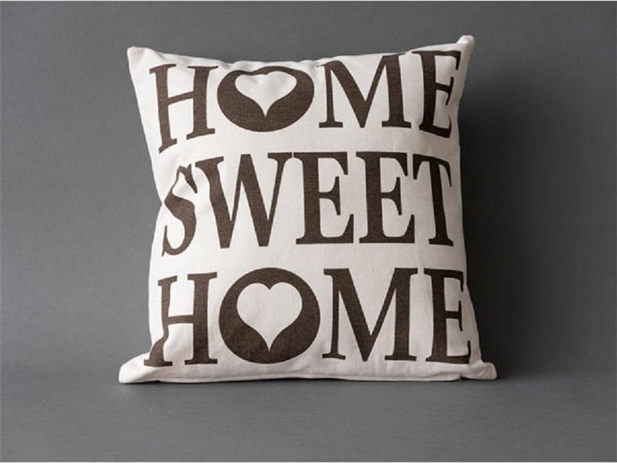 Kussenhoes Wit Home Sweet Home 45x45 cm