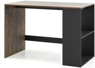 Costway 44 Inch Wooden Computer Desk with Bookshelf for Small Space-Rustic Brown and Black