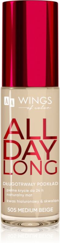 AA Wings of Color All Day Long Long Lasting Foundation long-lasting foundation shade 505 Medium Beige 30 ml