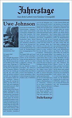 Uwe Johnson - Jahrestage 1: Aus dem Leben von Gesine Cresspahl (suhrkamp taschenbuch) - Preis vom 15.10.2026 23:06:25 h