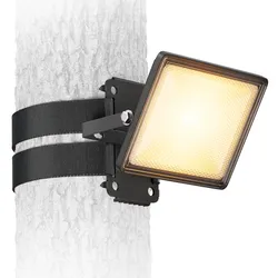 ledscom.de LED Gartenstrahler FLIN mit Gurtbefestigung für außen, Stecker, schwarz, 837lm, warmweiß