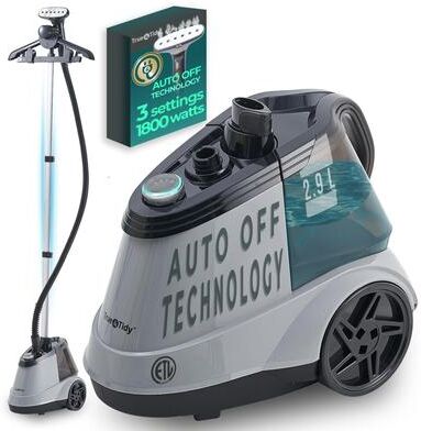True & Tidy Heavy Duty 1800W Intelligent Auto Shut-off Garment Steamer in Gray
