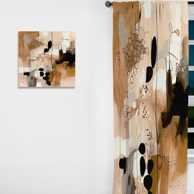 DESIGN ART "Designart ""Brown Colorful Symmetry V"" Abstract Curtain - Blackout Abstract Curtain - 1 Panel"