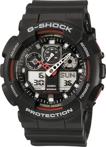 Casio Armbanduhr GA-100-1A4ER (B x H) 51.20mm x 55mm Schwarz, Rot Gehäusematerial=Kunstharz Material (Armband)=Kunstharz