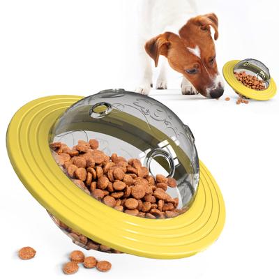 The Handy Homestead Durable Chewable Dog Frisbee & Food Dispenser Flying Disc Toy Interactive Play & Training Aid yellow