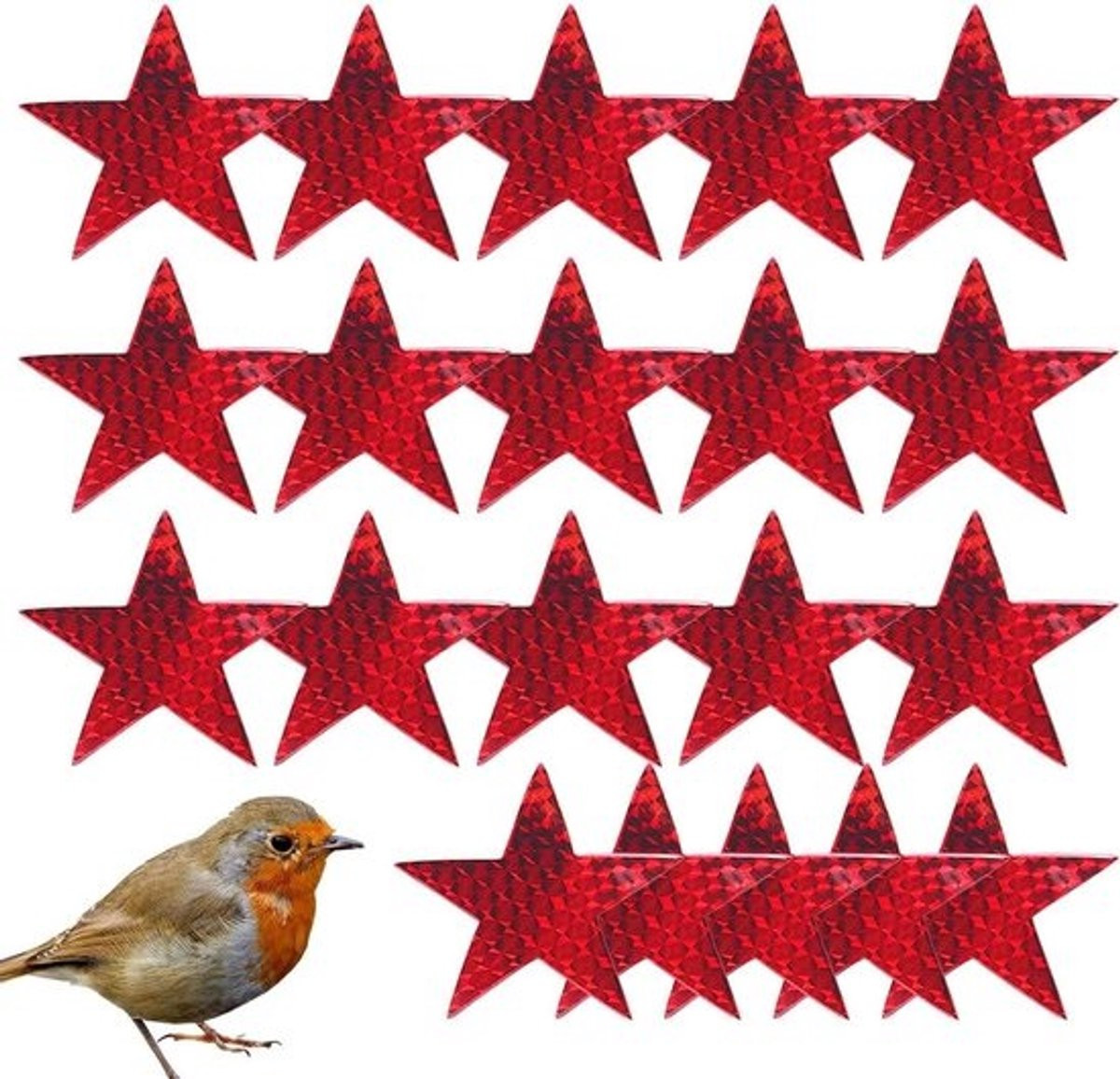 Glas Alert Vogels Raamstickers - 20 stuks - Zilver Rood - Voorkom Vogelbotsingen met Reflecterend Effect
