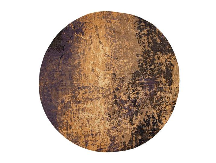 Louis De Poortere Teppich Deep Mine Mad Men Cracks 290/290 cm, Orange, Beton Optik, Marmor Optik, Stein Optik, Werkzeug/Technologie, Holz Optik, Stadtarchitektur, Rund, 290x290 cm, in verschiedenen Größen erhältlich, pflegeleicht, leicht zusammenrollbar, rutschfest, rutschfeste Unterfläche, für Fußbodenheizung geeignet, UV-beständig, waschbar, Teppiche und Böden, Teppiche
