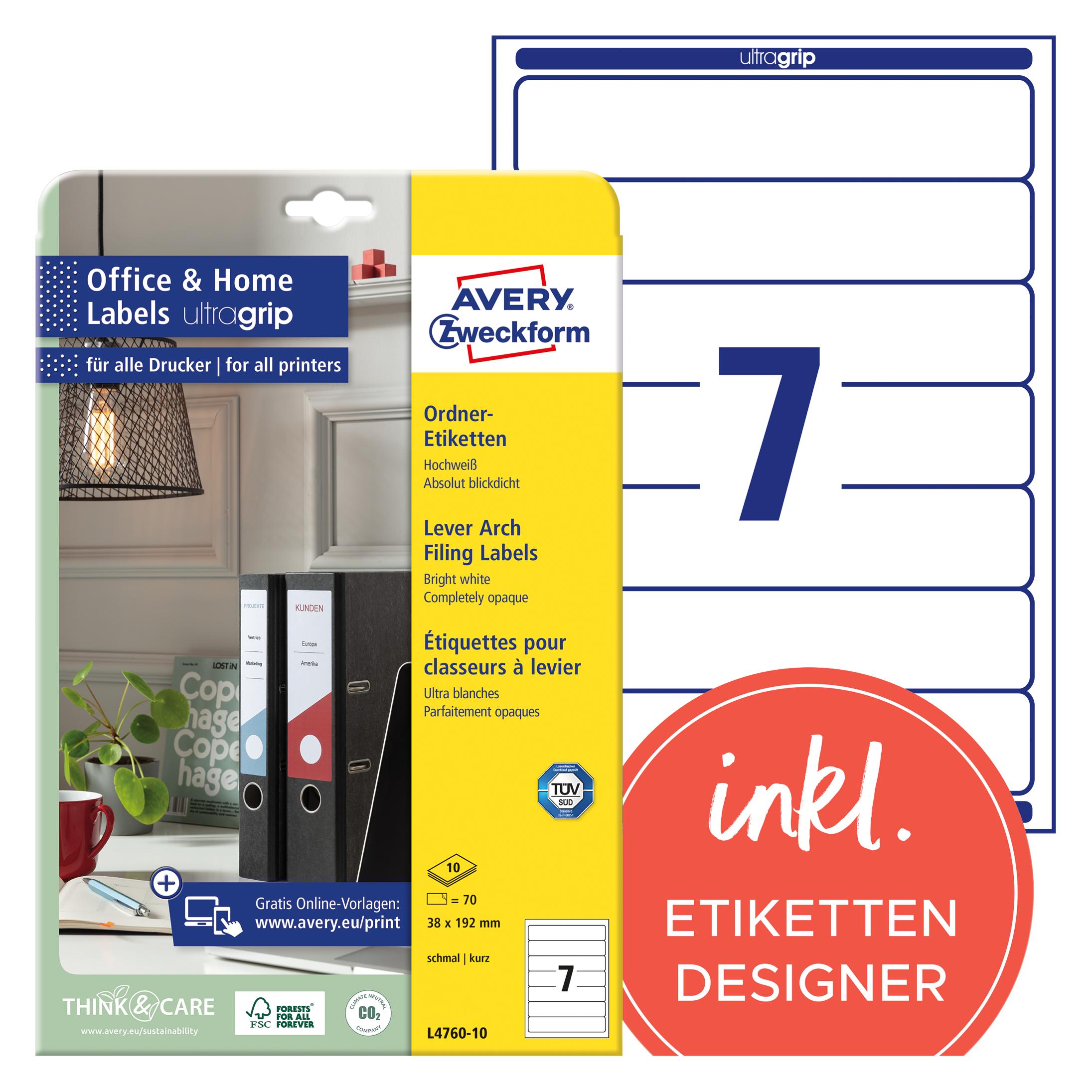 Avery Ordner-Etiketten, Home Office, Kleinpackung (L4760-10)