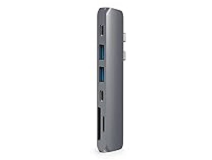 SATECHI Hub Dual USB C Pro 7 en 1, PD 87W, Données 40Gbps, Gris Sidéral