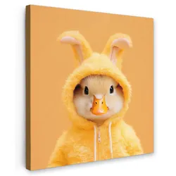 LEINWANDBILD Osterhase - Kostüm - Ente Wandbild Wohnzimmer 50x50 cm
