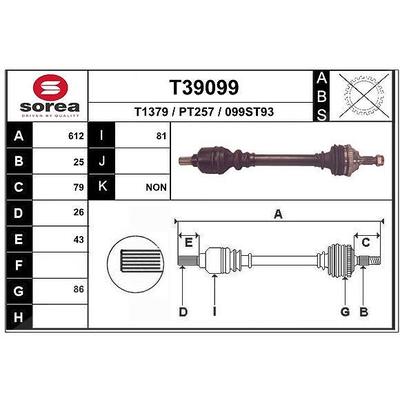 Eai Antriebswelle [Hersteller-Nr. T39099] für Peugeot, Citroën