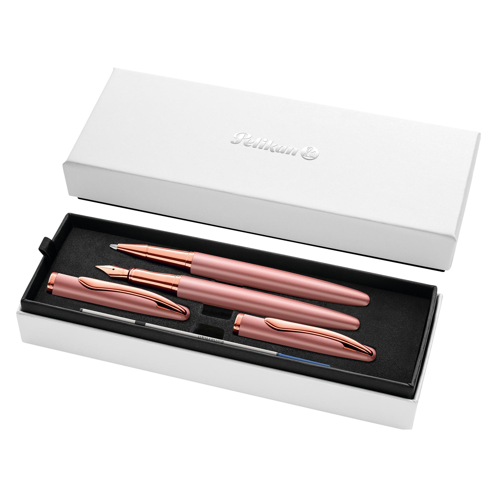 Pelikan Tintenroller Füllhalter & Roller Jazz Noble Elegance im Set, Rose (2x) (826914)