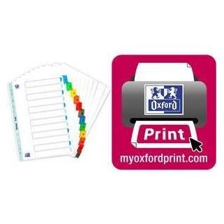 Oxford Mylarkarton-Register, Zahlen, A4, farbig, 12-teilig (100204616)