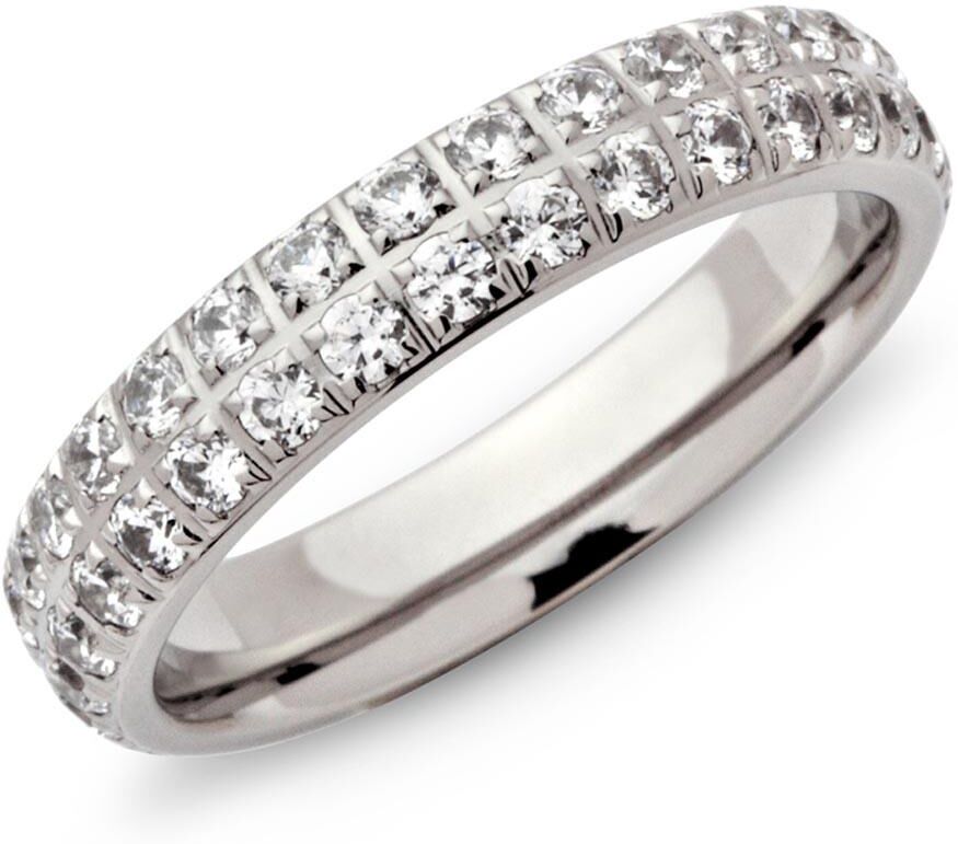 Unique Trauringe Edelstahl Eheringe Zirkonia Gravur silber