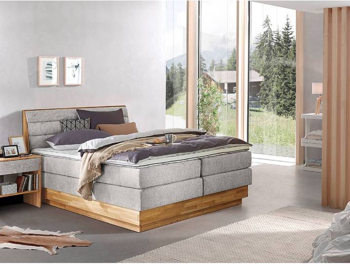 Boxspringbett Merkur 160 x 200cm Flachgewebe Oria Silber H2