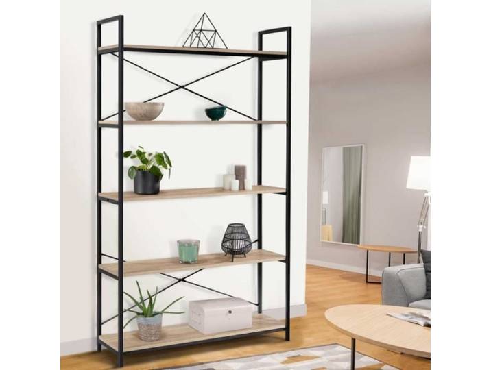 IDMARKET Etagère XL 5 niveaux DETROIT design industriel 170 cm