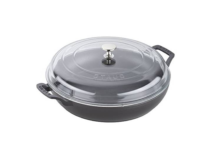 STAUB Schmortopf aus Gusseisen mit Glasdeckel, Dutch Oven, 3,5 l, für 3-4 Personen, hergestellt in Frankreich, Mattschwarz