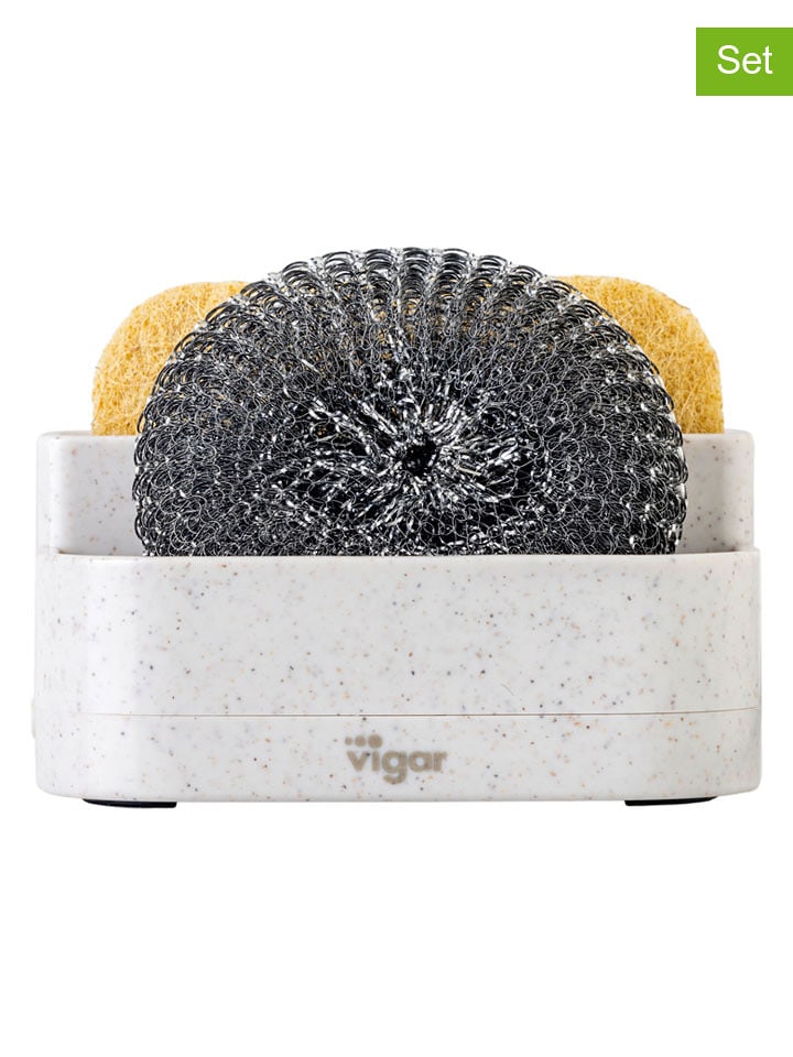 Vigar 3tlg. Set: Spülorganizer ''Rengø'' in Creme - (B)12,5 x (H)9,5 x (T)8,5 cm - onesize