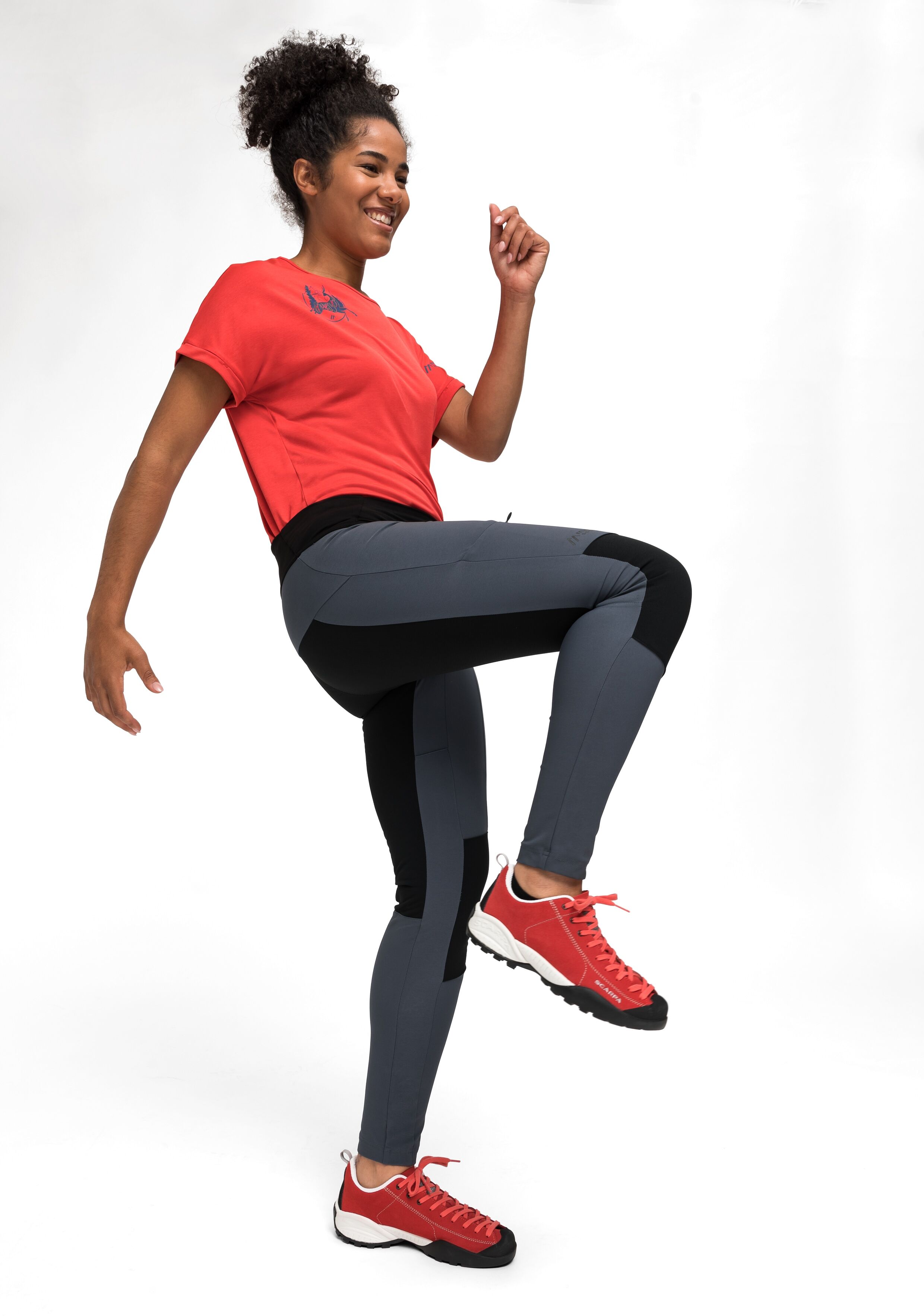 Outdoorhose MAIER SPORTS "Dacit W", Damen, Gr. 42, Normalgrößen, blau (graublau), 87% Polyester, 13% Elasthan, Hosen Outdoorhose, Damen Wanderhose, lange Outdoor-Tight, Trekkinghose