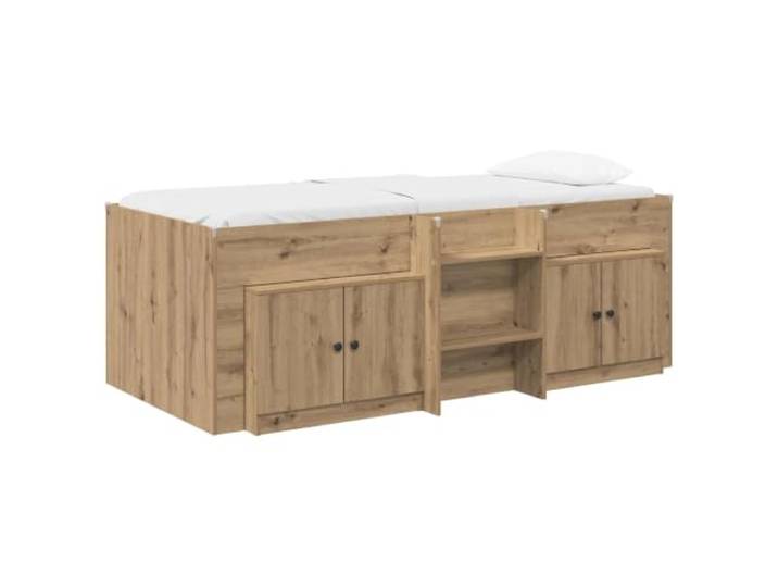 HFXHIJXQ Loftbett Bettgestell mit Schrank 3 STK. Artisan-Eiche 100x200 cm Kompakte 3-teilige Schlafzimmer Möbelkombination aus robustem Holzwerkstoff inklusive Lattenrost und Leiter.