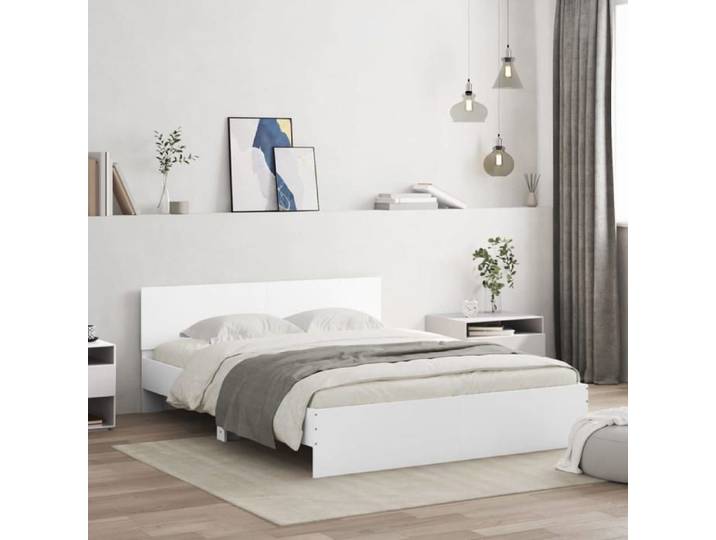 Simple LIT durable - Structure de lit avec LED - sans matelas - blanc 160x200cm EU25_X82186