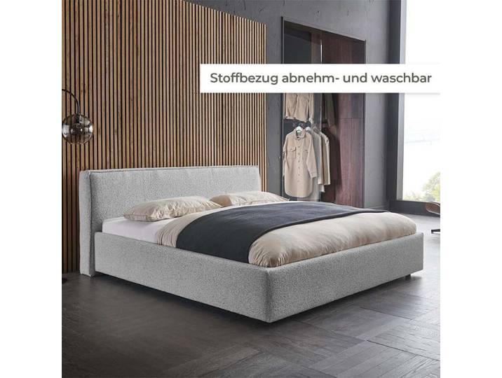 HOMELIV. Polsterbett SwitchIT Cordoba Webstoff 180x200cm Hellgrau modern, Mit abnehmbarem Bezug