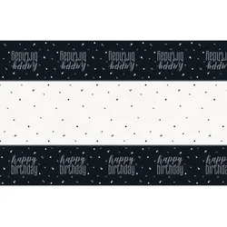 Tischdecke schwarz & silber Happy Birthday