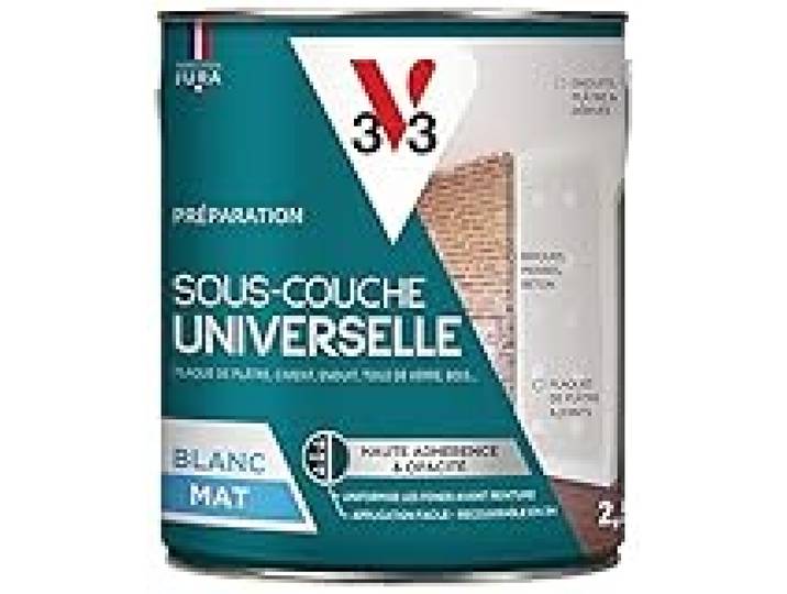 V33 SOUS-COUCHE UNIVERSELLE, Préparation avant peinture et papier peint, multi-supports, Blanc mat, 2,5L
