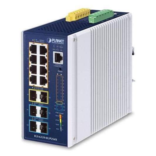 Planet Industrial 8-Port GE 802.3bt PoE++ IGS-6329-8UP2S4X (8 Ports) (IGS-6329-8UP2S4X)