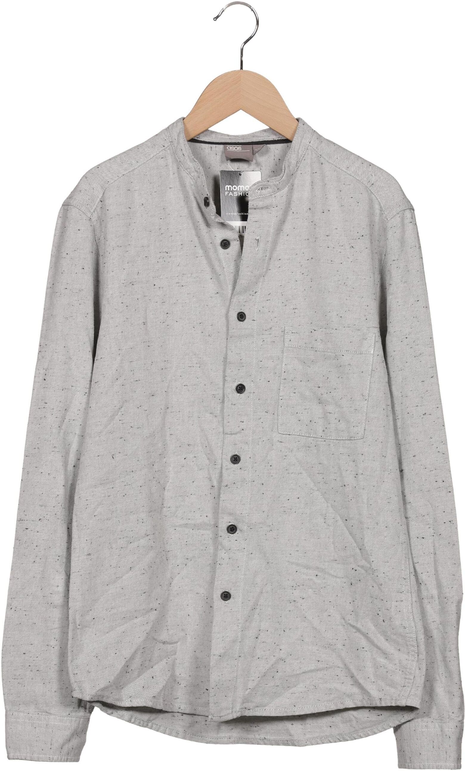 asos Herren Hemd, Grau, Gr. M, Synthetik / Baumwolle - Second Hand